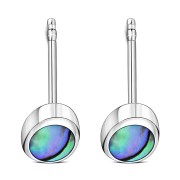 6pairs, Abalone Oval Silver Stud Earrings, e345